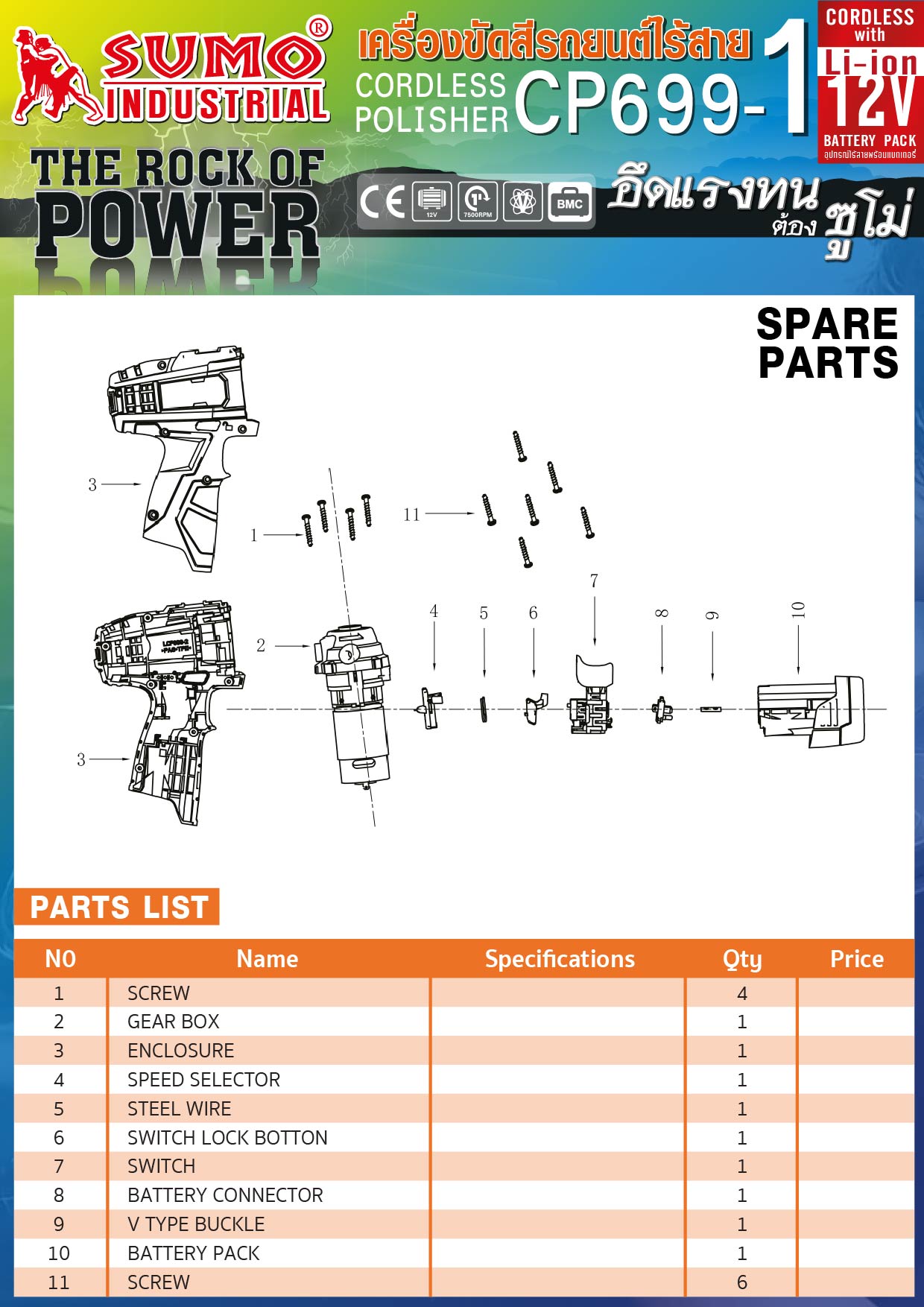 เครื่องขัดสีรยนต์ไร้สาย รุ่น CP699-1