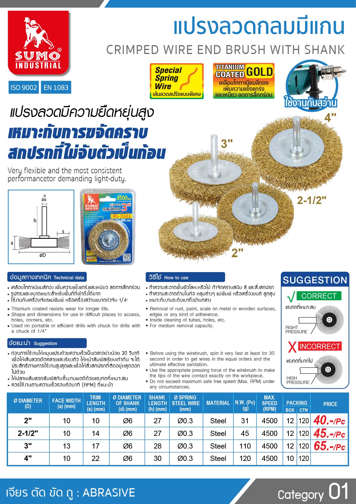 แปรงลวดกลมมีแกน