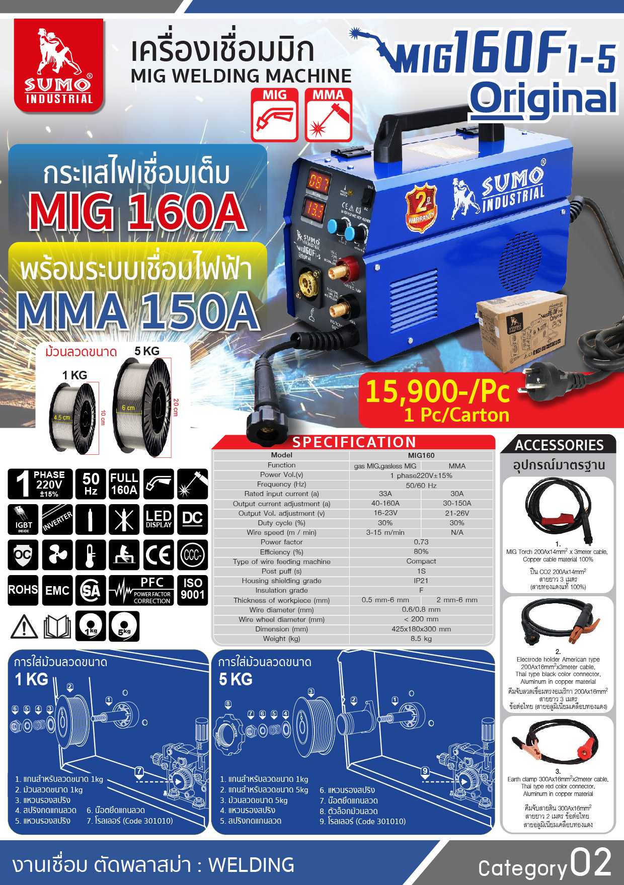 เครื่องเชื่อมมิก รุ่น MIG160F1-5