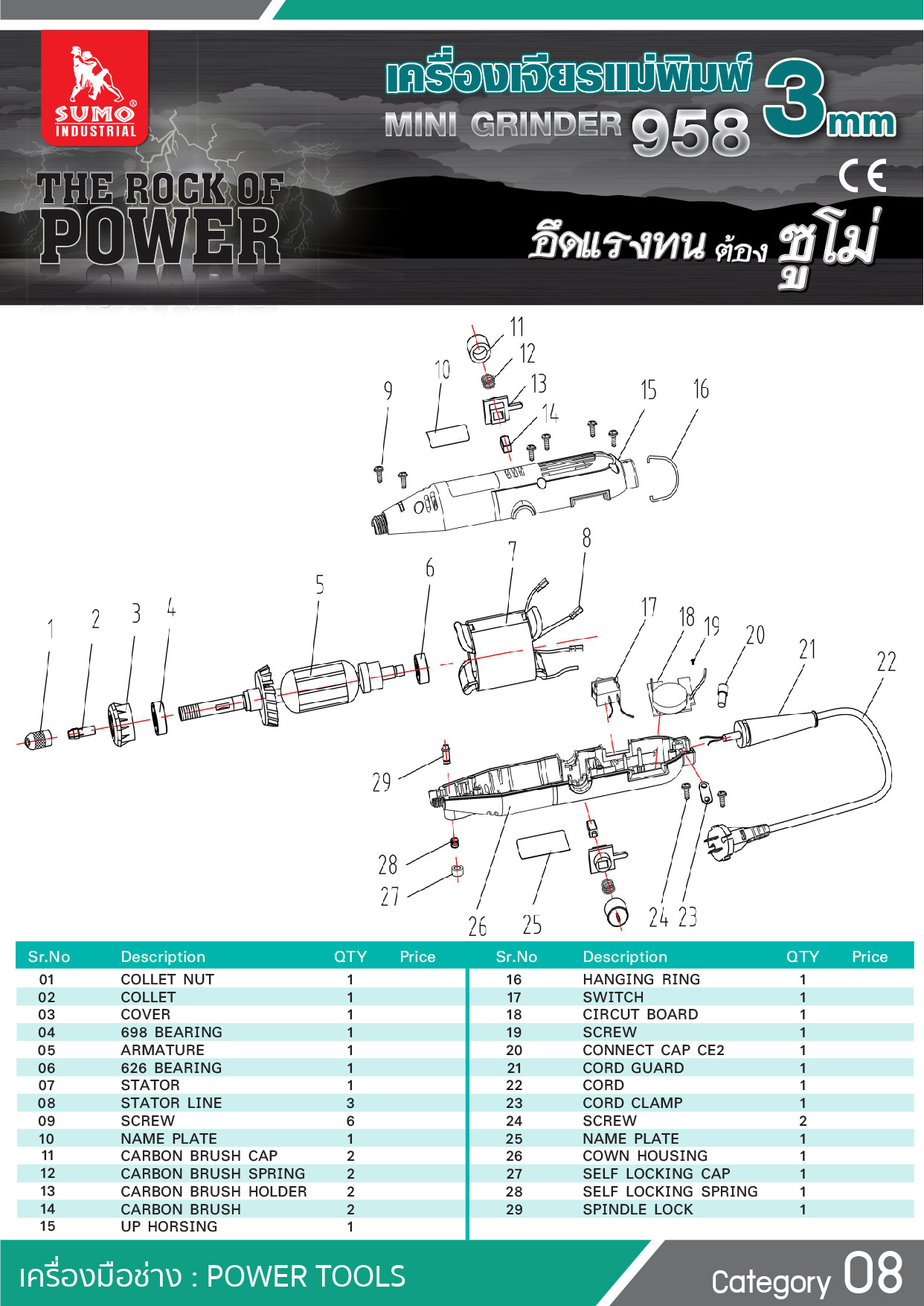 เครื่องเจียรแม่พิมพ์ 3มม. รุ่น 958