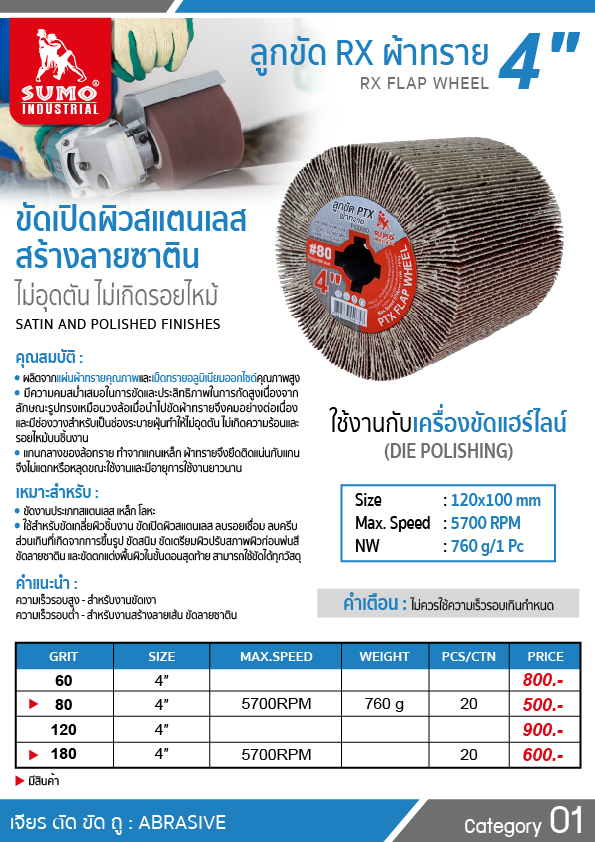 ลูกขัด PTX ผ้าทราย 4 นิ้ว