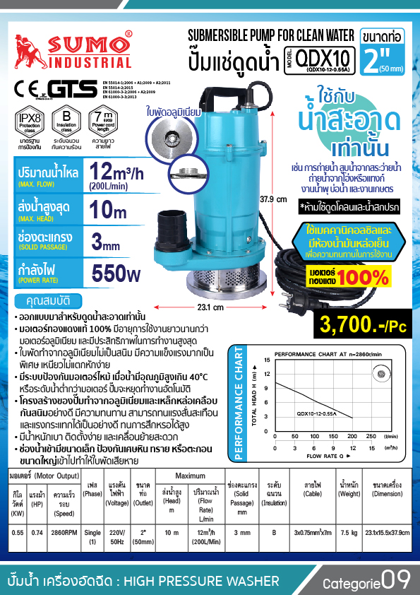 ปั๊มแช่ QDX10-12-0.55A