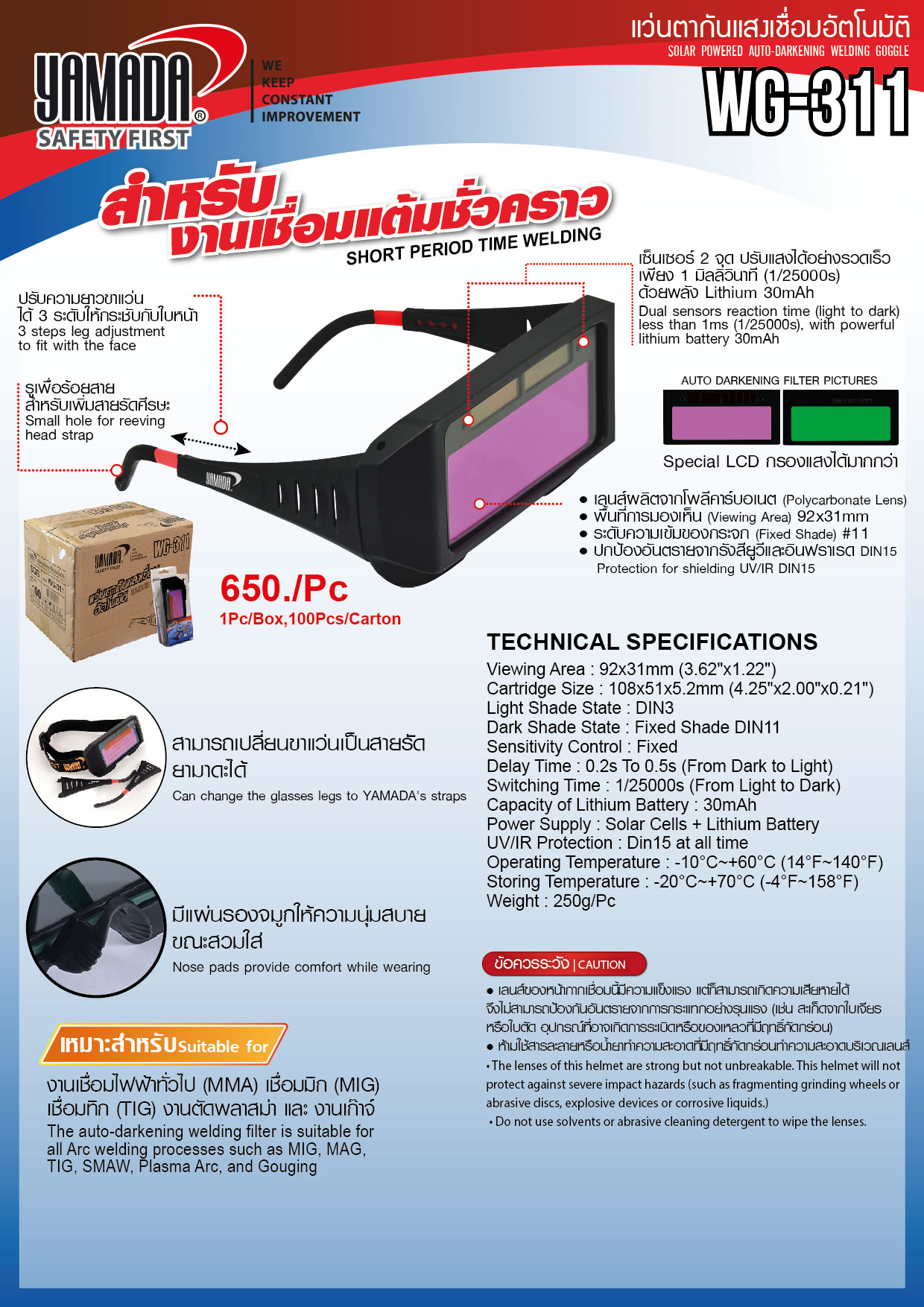 หน้ากากกันแสงเชื่อมแบบสวมหัว YMD-405